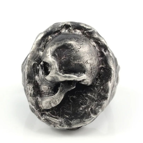 Petite Cameo Skull Ring by Ant Hat, sterling silver, handcrafted in Melbourne, gothic jewellery for men.