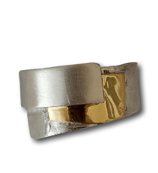 In the Fold Gold men’s wedding ring by Gavin Macsporran in sterling silver and yellow gold
