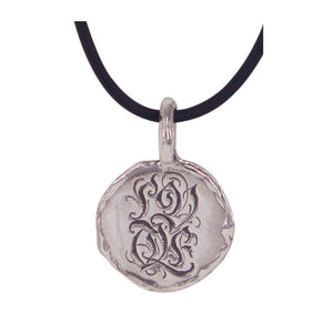 Love (wonky disc) pendant by Ali Alexander. A striking pendant with exceptional craftsmanship, highlighting Australian handmade jewellery.
