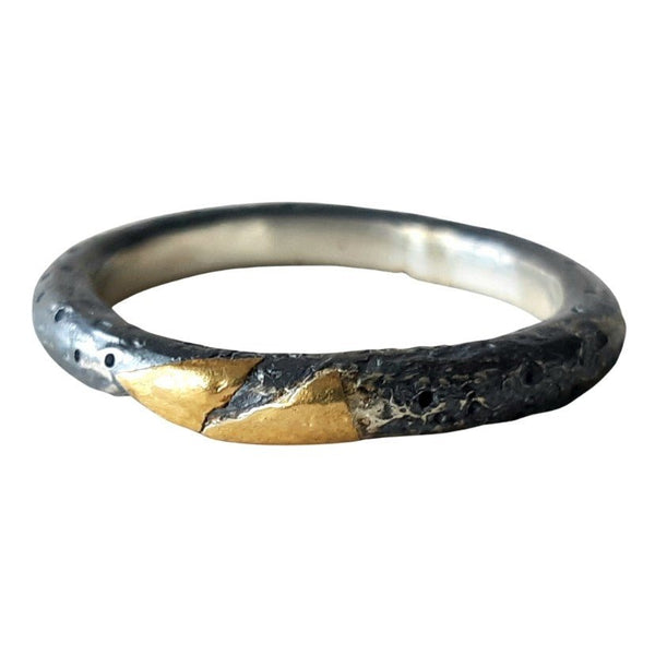 Urban Edge men’s ring by Gavin Macsporran in oxidised sterling silver and yellow gold