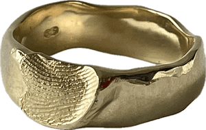 6mm fingerprint ring in 9ct yellow gold, handcrafted with a personalised fingerprint design, offering a unique and meaningful touch.