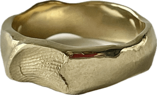 6mm 9ct yellow gold fingerprint ring, meticulously handcrafted with a personalised fingerprint pattern, making each ring truly unique.
