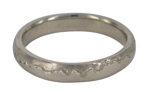 Handmade 4mm white gold men's wedding ring by Danielle Sweeney, featuring a minimalist coastal-inspired design. Unique Melbourne-made Australian craftsmanship.