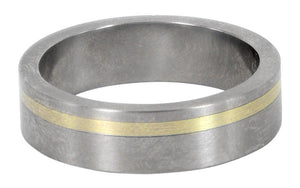 Handmade titanium and white gold men's wedding ring by David Parker, featuring a sleek inlay design. Unique Melbourne-made Australian craftsmanship.