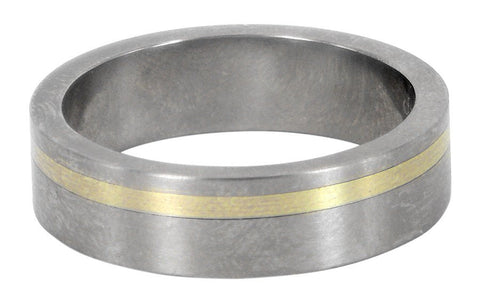 Handmade titanium and white gold men's wedding ring by David Parker, featuring a sleek inlay design. Unique Melbourne-made Australian craftsmanship.