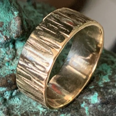 Gold Bark Wedding Ring