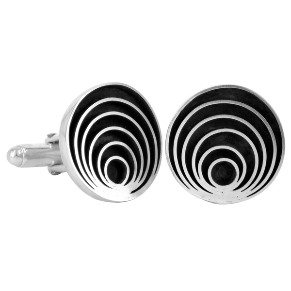 Circles cufflinks by Philip Monk in sterling silver