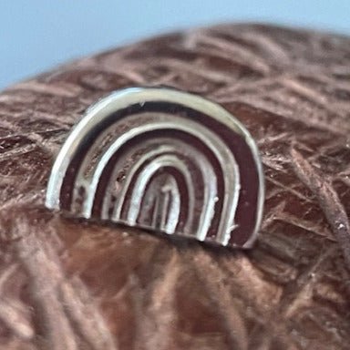 Handmade sterling silver Rainbow Lapel Pin with enamel by Victoria Mason, Australian-made men’s accessory.