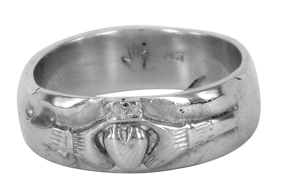 Pembroke Claddagh men's wedding ring, crafted in sterling silver by Ali Alexander. A Melbourne-made ring inspired by traditional Irish design.

