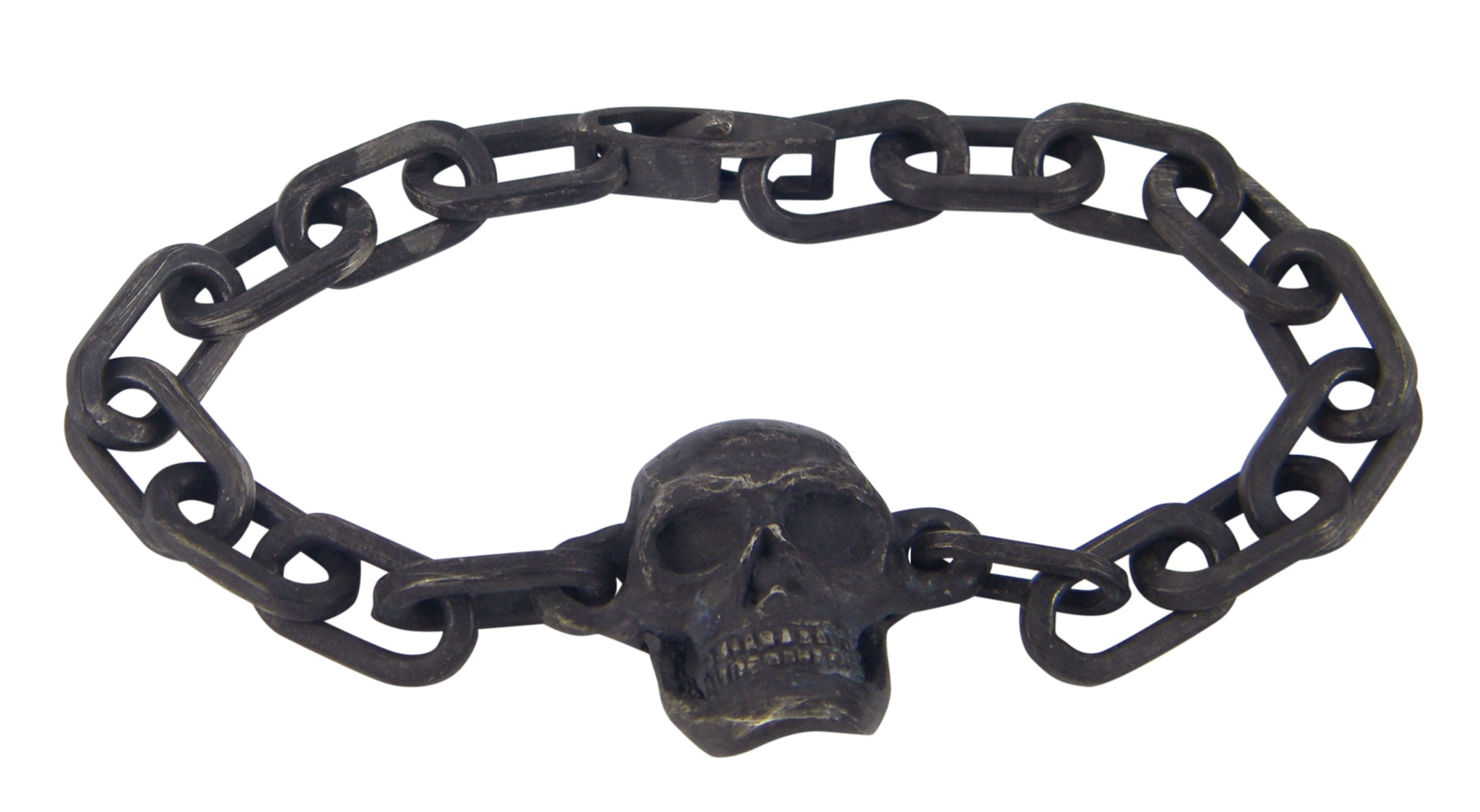 Skull Bracelet by Ant Hat in oxidised sterling silver, handcrafted in Melbourne, gothic jewellery for men.