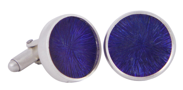 Purple Niobium and Argentium silver men's cufflinks handmade by Philip Monk